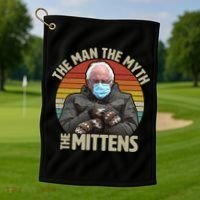 Funny Bernie Sanders Meme The Man The Myth The Mittens Golf Towel thumb 1