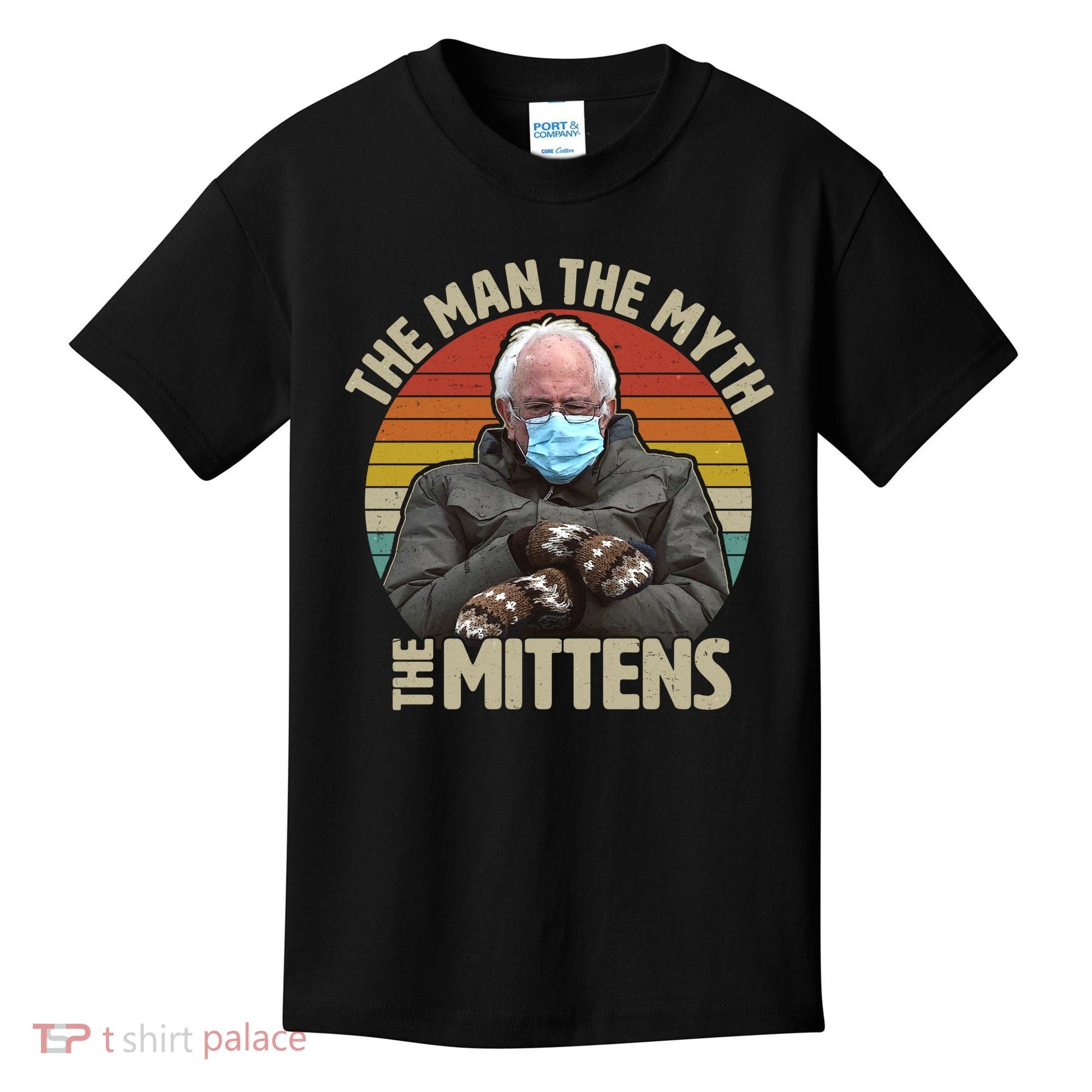 Funny Bernie Sanders Meme The Man The Myth The Mittens Kids T-Shirt
