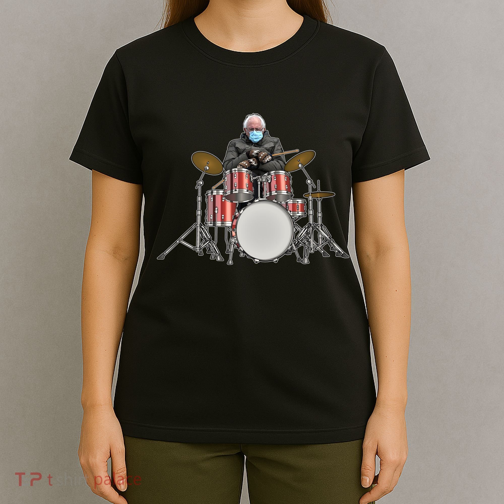 Funny Bernie Sanders Mittens Meme Drummer T-Shirt