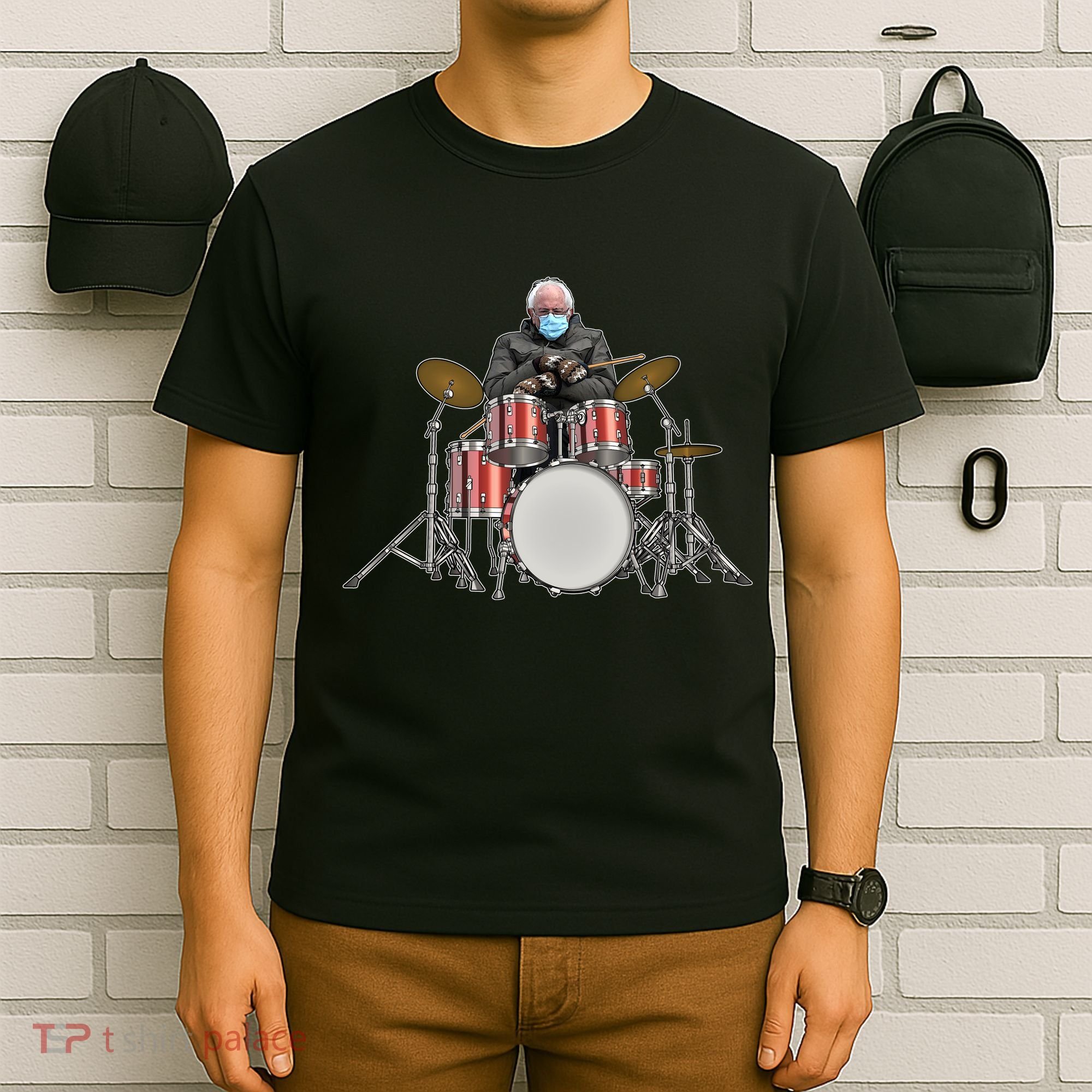 Funny Bernie Sanders Mittens Meme Drummer T-Shirt