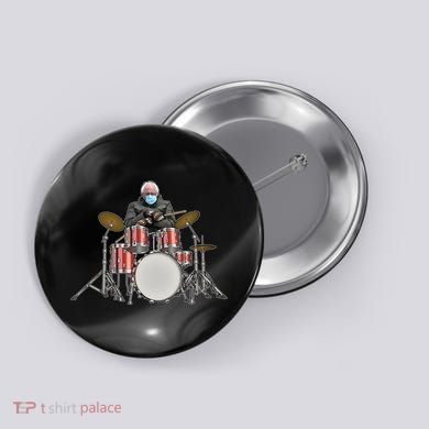 Funny Bernie Sanders Mittens Meme Drummer Button