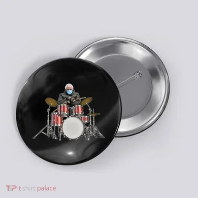 Funny Bernie Sanders Mittens Meme Drummer Button