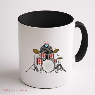 Funny Bernie Sanders Mittens Meme Drummer Coffee Mug back