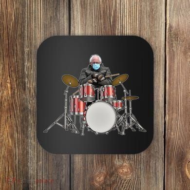 Funny Bernie Sanders Mittens Meme Drummer Coaster