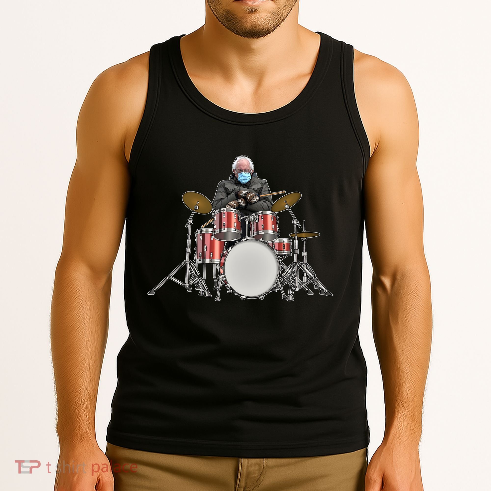 Funny Bernie Sanders Mittens Meme Drummer Tank Top