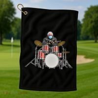 Funny Bernie Sanders Mittens Meme Drummer Golf Towel thumb 1