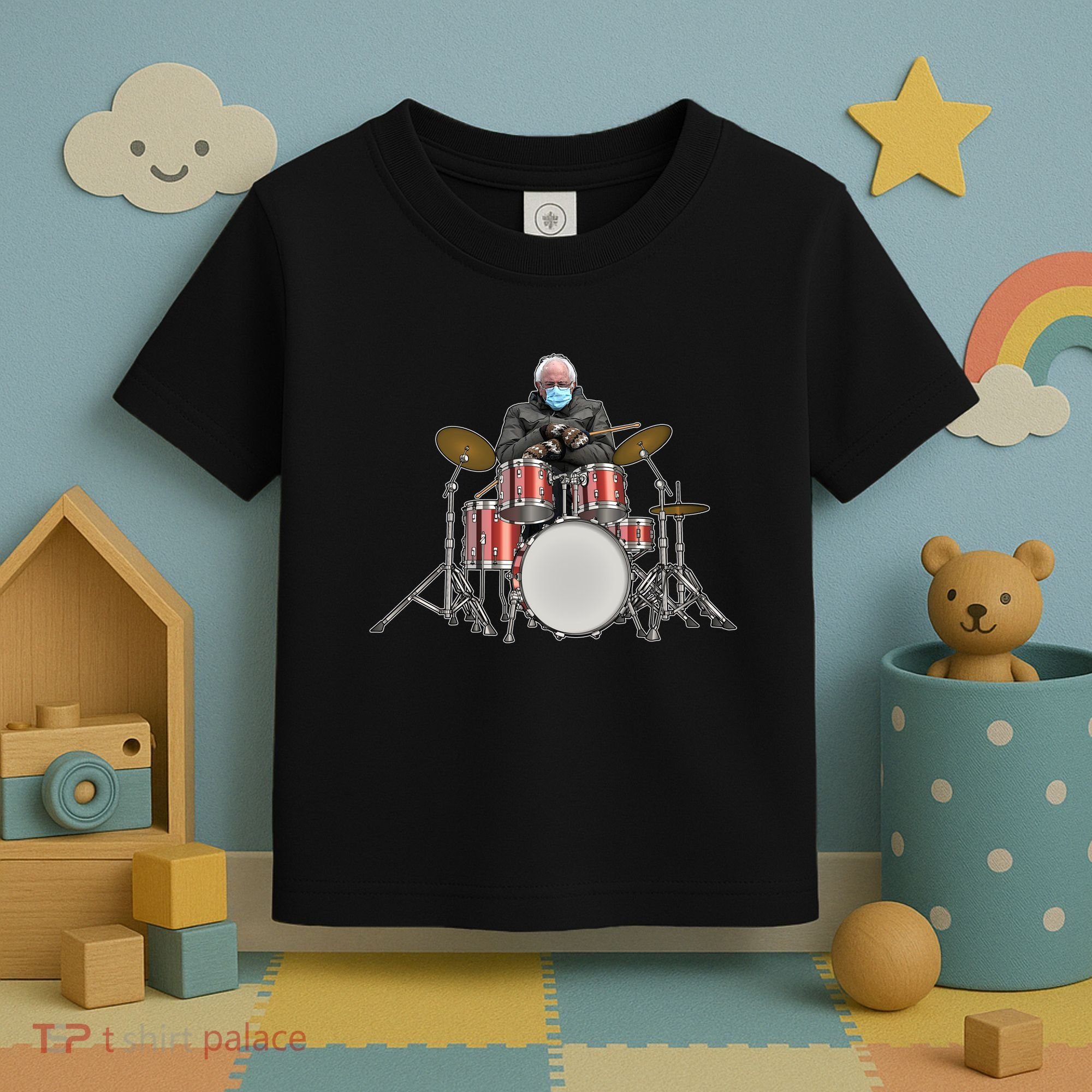 Funny Bernie Sanders Mittens Meme Drummer Toddler T-Shirt