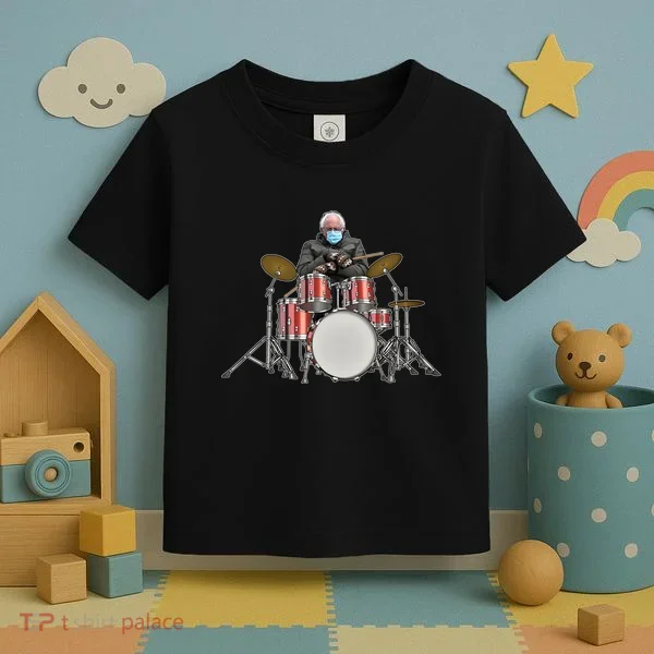 Funny Bernie Sanders Mittens Meme Drummer Toddler T-Shirt