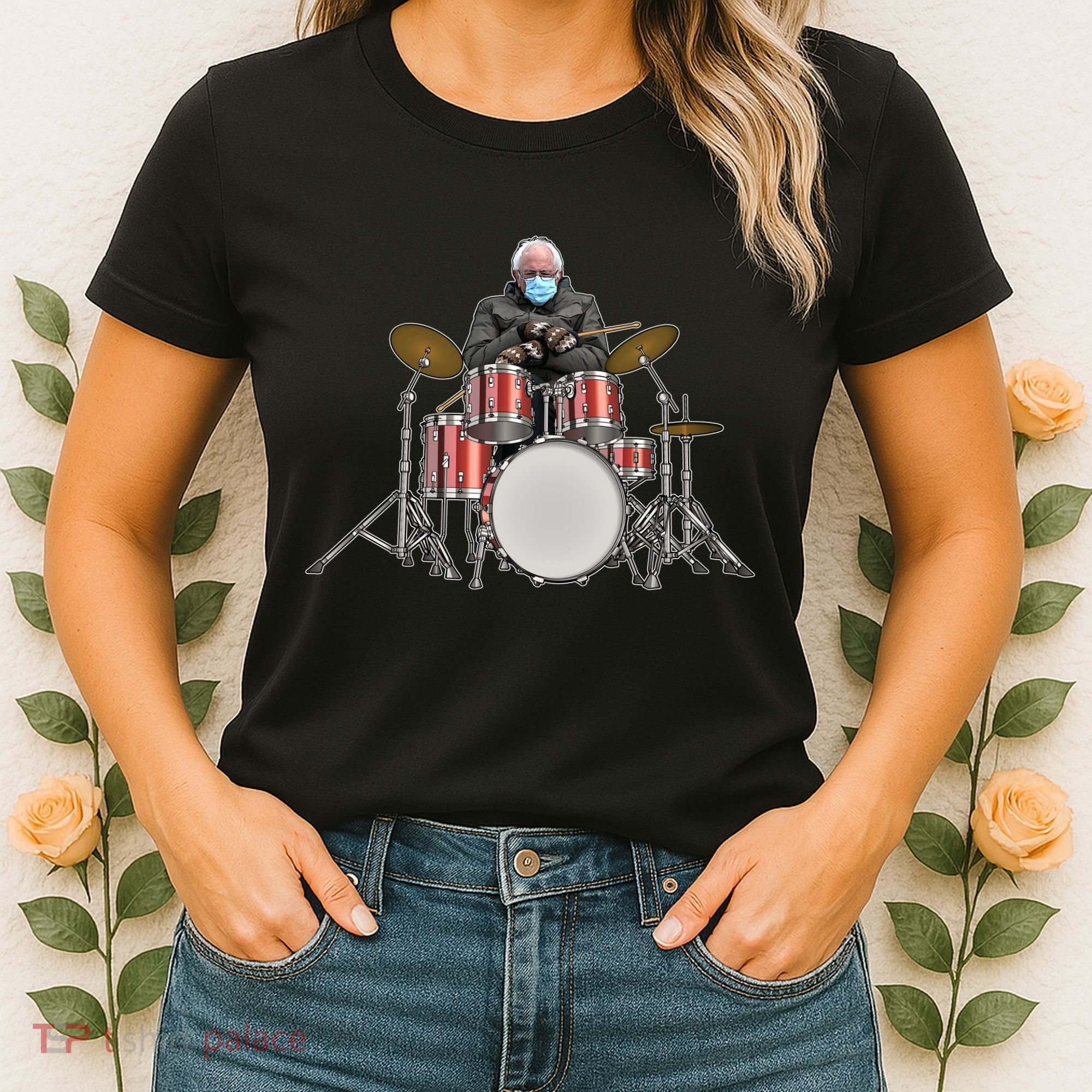 Funny Bernie Sanders Mittens Meme Drummer Women's T-Shirt