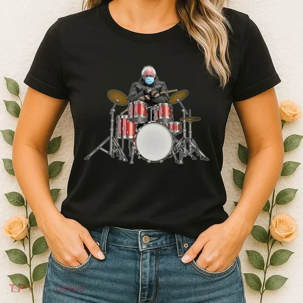Funny Bernie Sanders Mittens Meme Drummer Women's T-Shirt