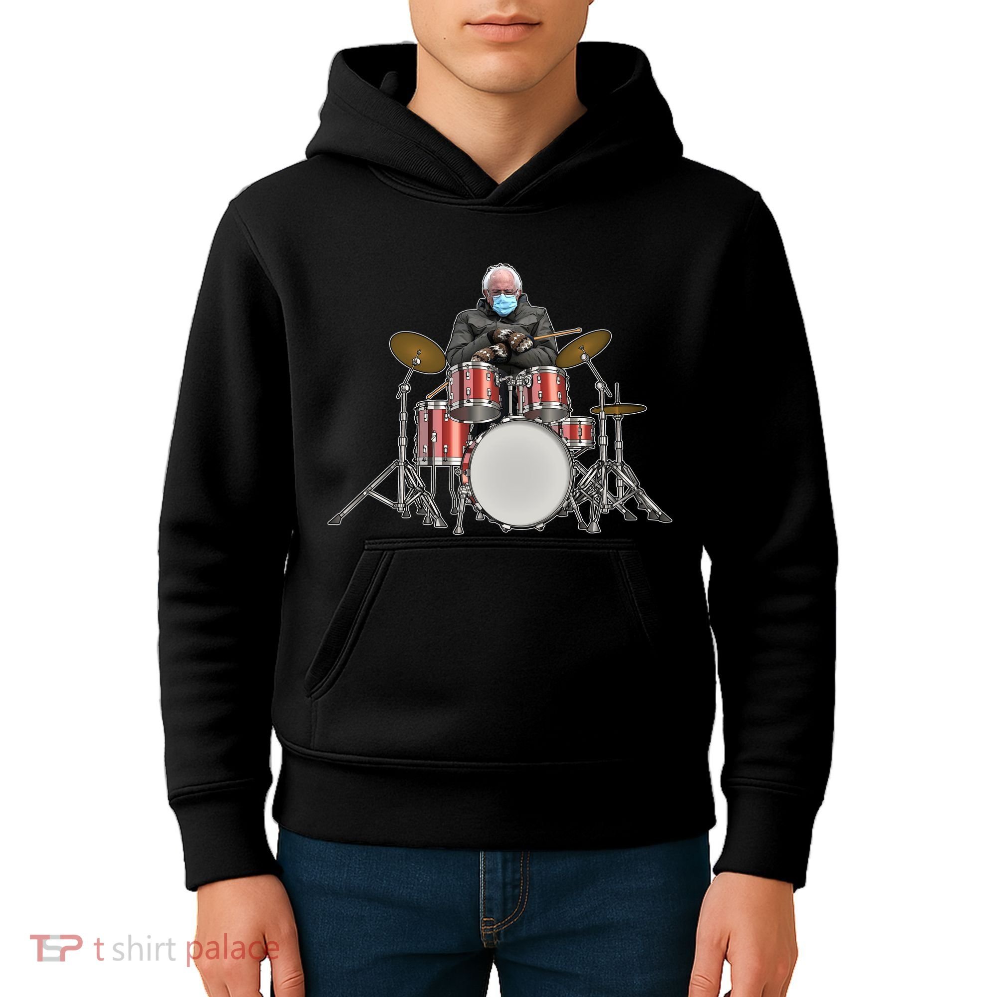 Funny Bernie Sanders Mittens Meme Drummer Kids Hoodie