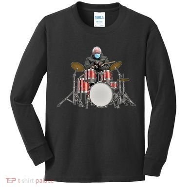 Funny Bernie Sanders Mittens Meme Drummer Kids Long Sleeve Shirt