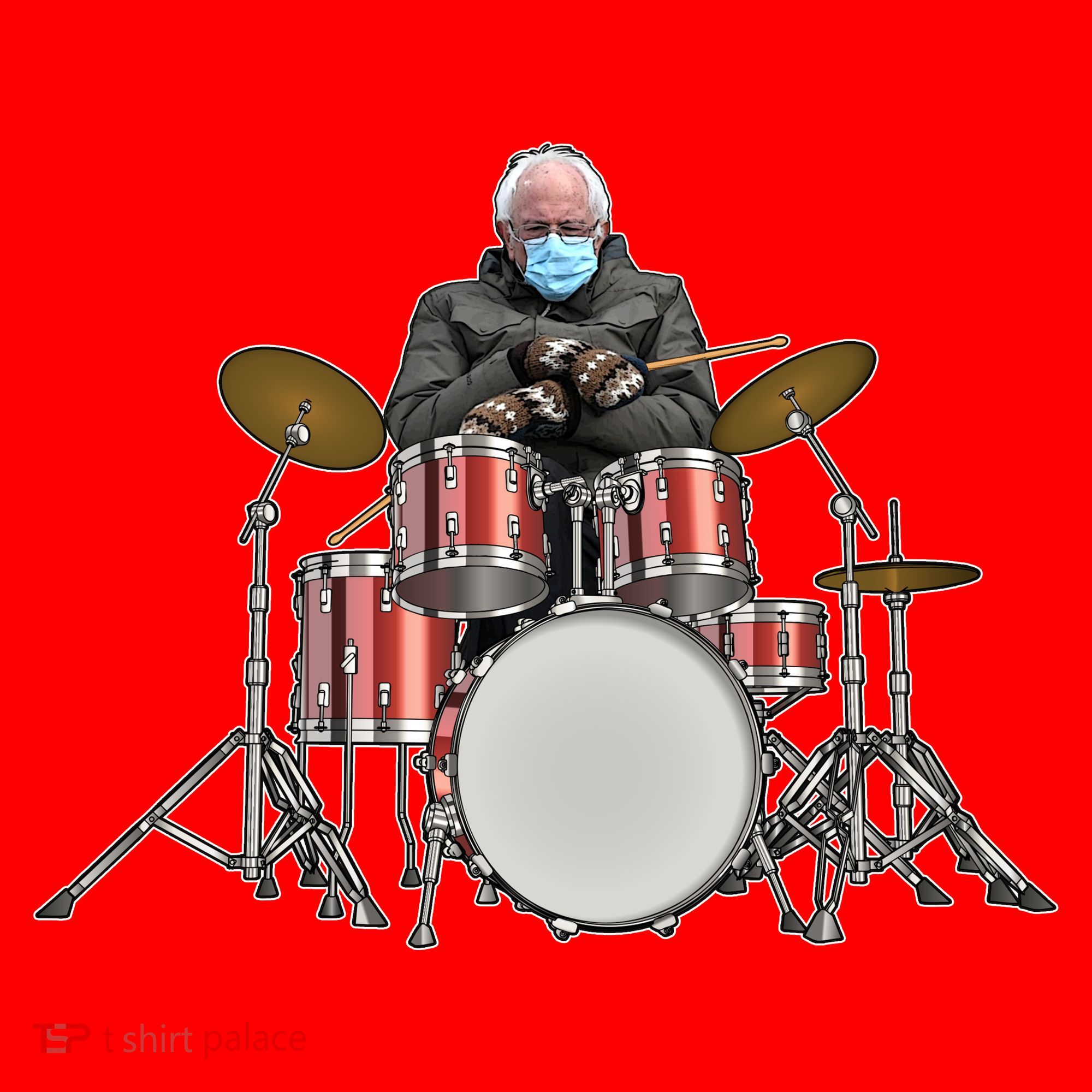 Funny Bernie Sanders Mittens Meme Drummer Santa Hat