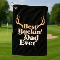 Funny Best Buckin Dad Ever Golf Towel thumb 1