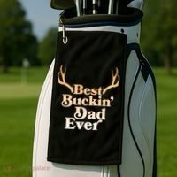 Funny Best Buckin Dad Ever Golf Towel thumb 2