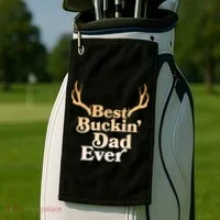 Funny Best Buckin Dad Ever Golf Towel thumb 2