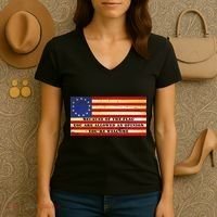 Funny Betsy Ross Original 13 Colony Flag Women's V-Neck T-Shirt thumb 3