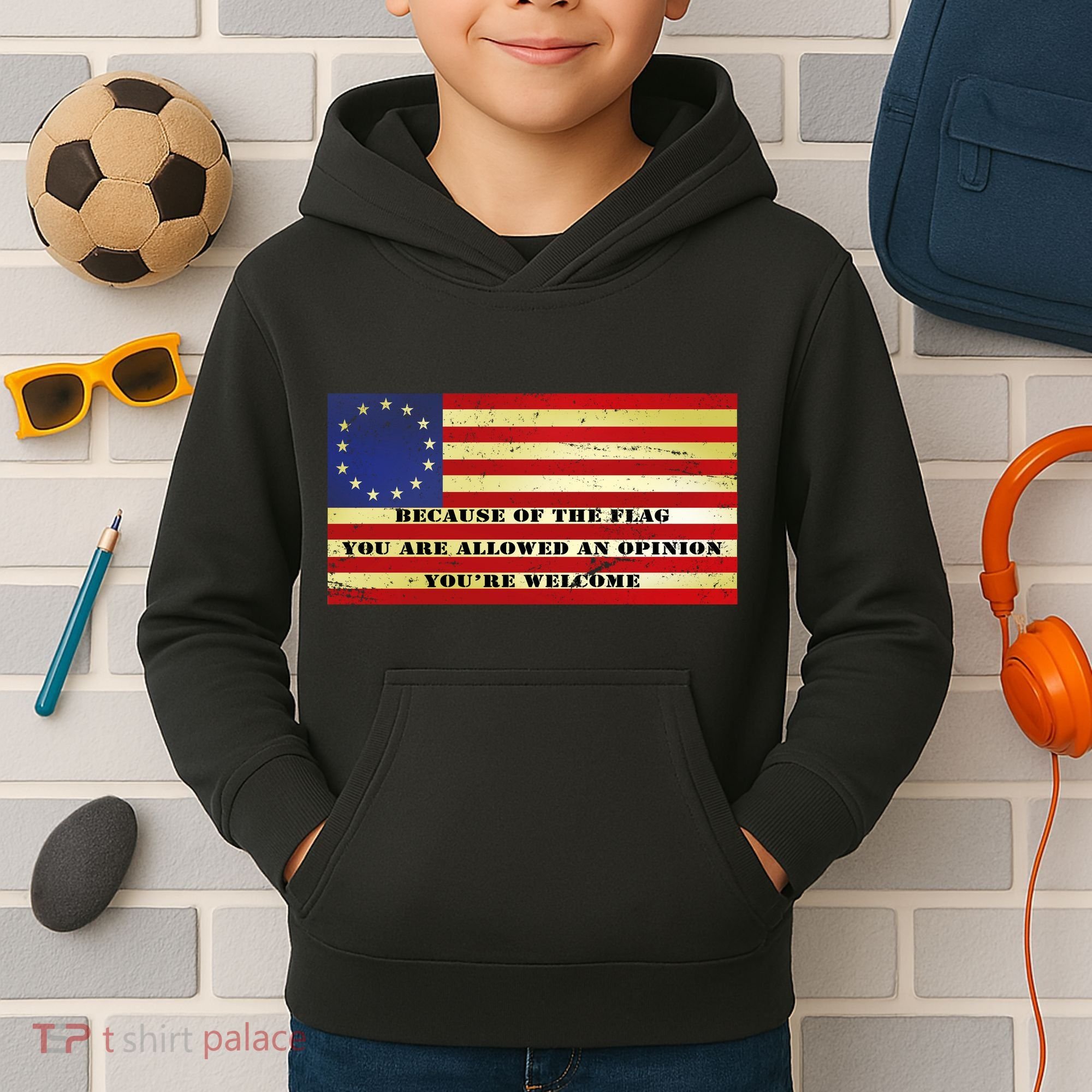 Funny Betsy Ross Original 13 Colony Flag Kids Hoodie