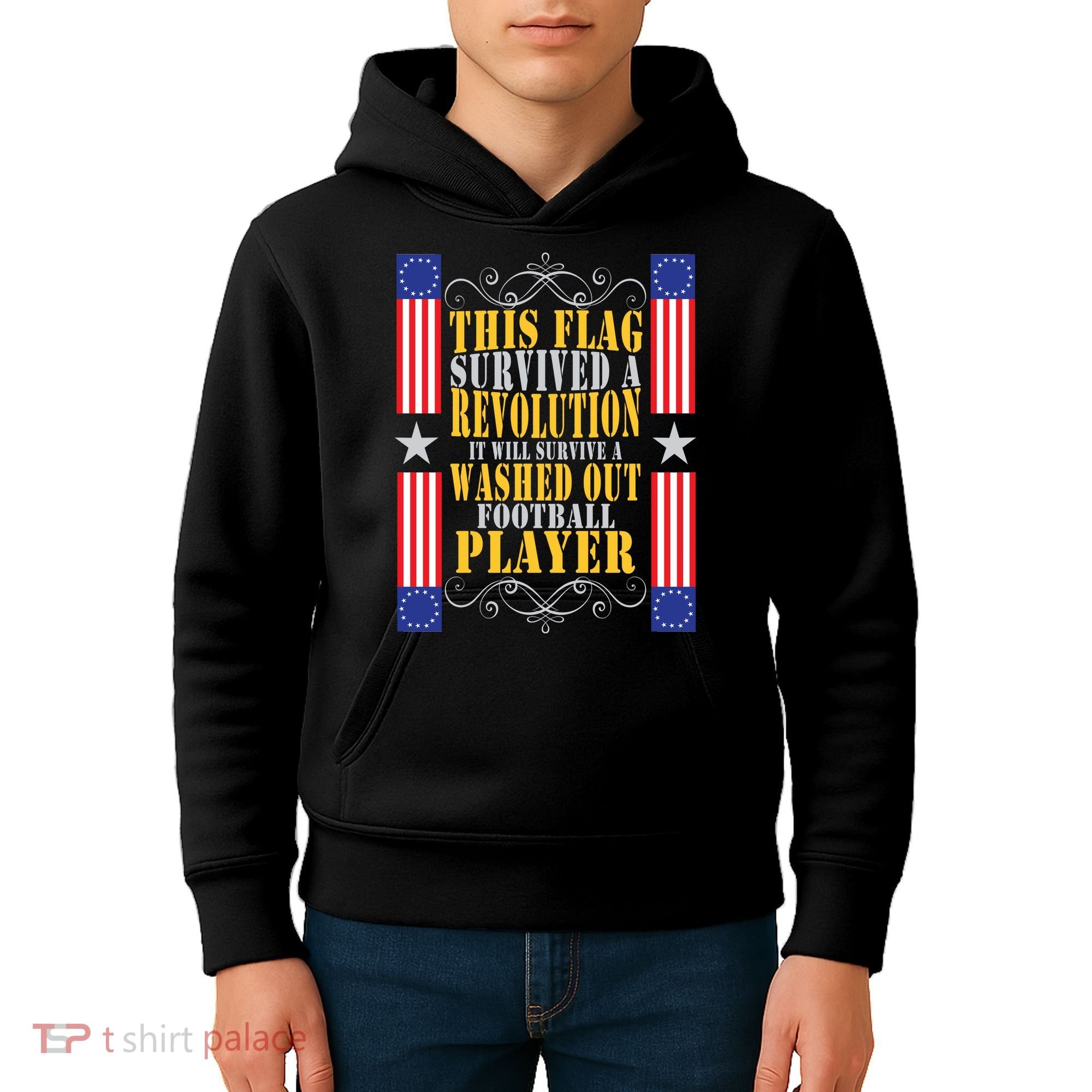 Funny Betty Ross Flag Survived The Revolution Kids Hoodie