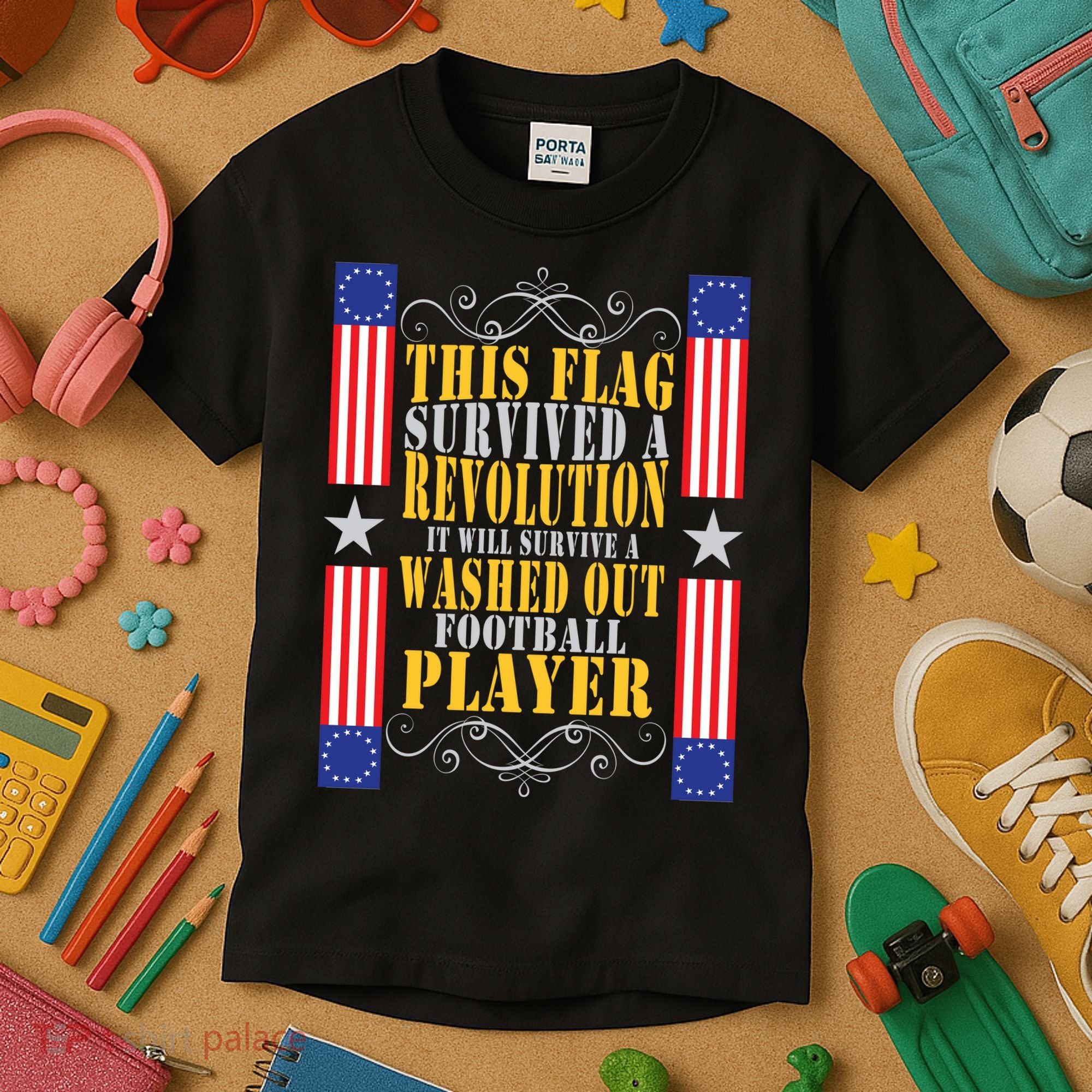 Funny Betty Ross Flag Survived The Revolution Kids T-Shirt