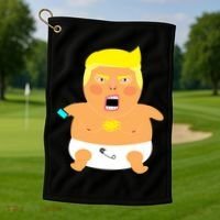 Funny Big Baby Trump Golf Towel thumb 1
