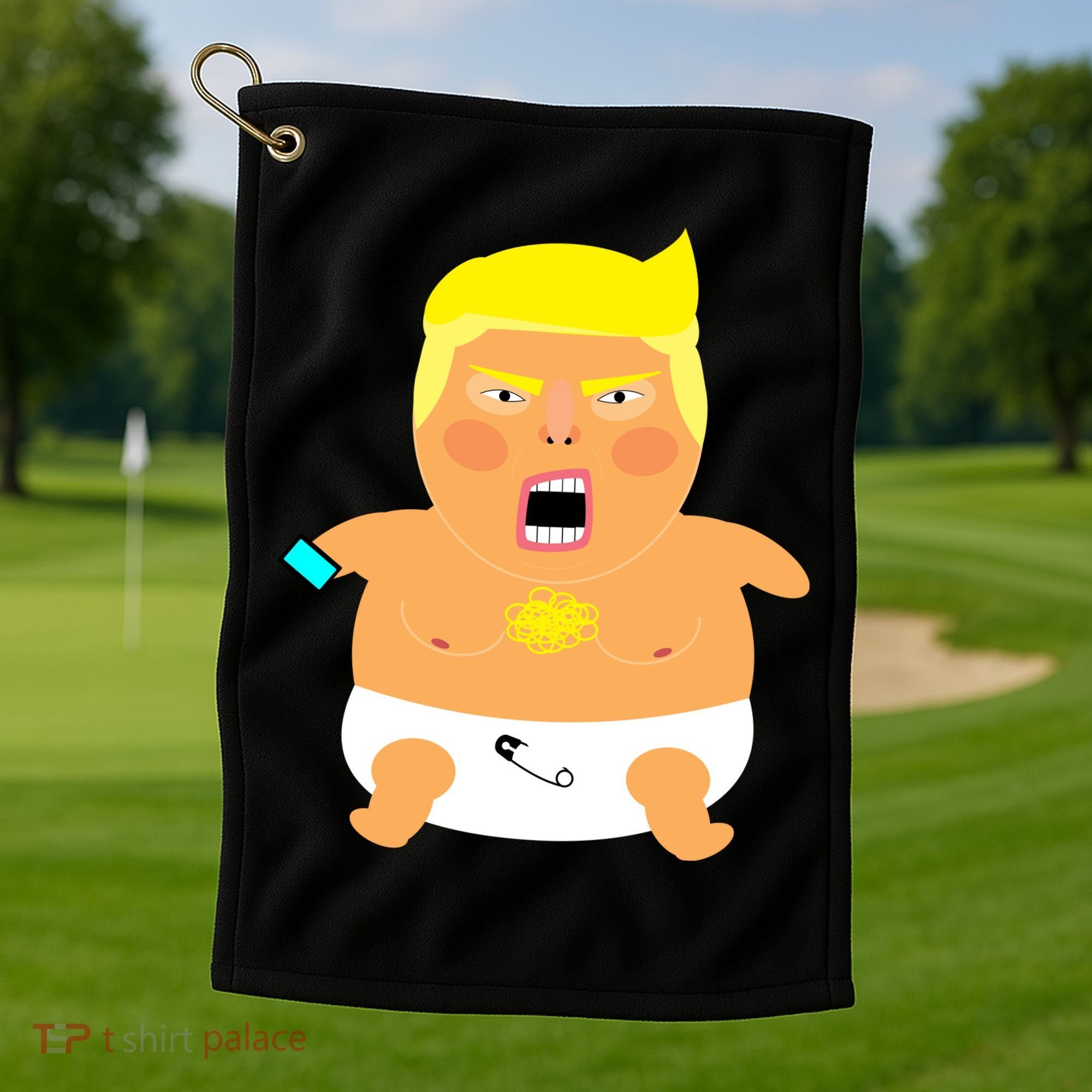 Funny Big Baby Trump Golf Towel