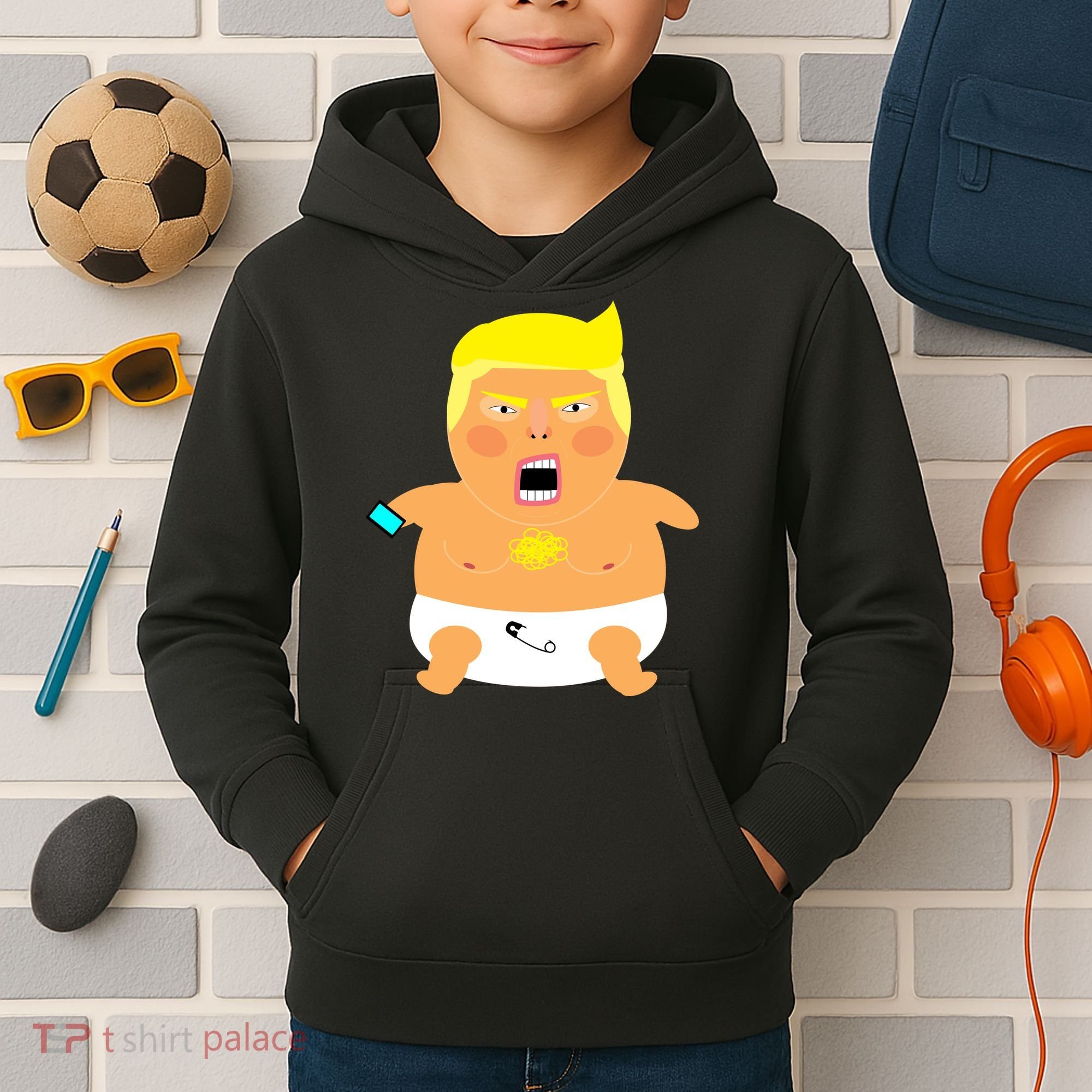 Funny Big Baby Trump Kids Hoodie