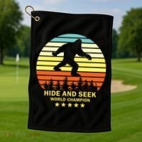 Funny Bigfoot Hide And Seek World Champion Golf Towel thumb 1