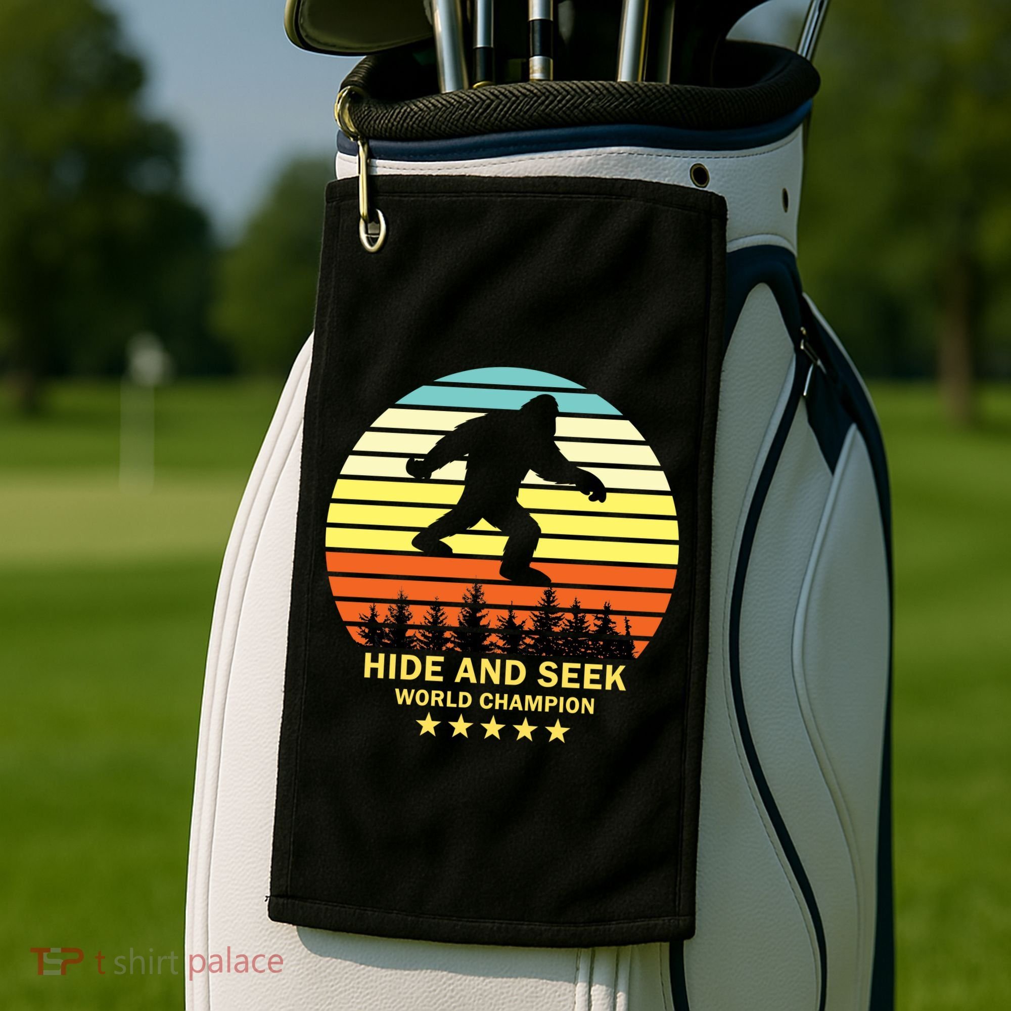 Funny Bigfoot Hide And Seek World Champion Golf Towel