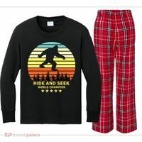 Funny Bigfoot Hide And Seek World Champion Kids Long Sleeve Plaid Pajama Set thumb 0