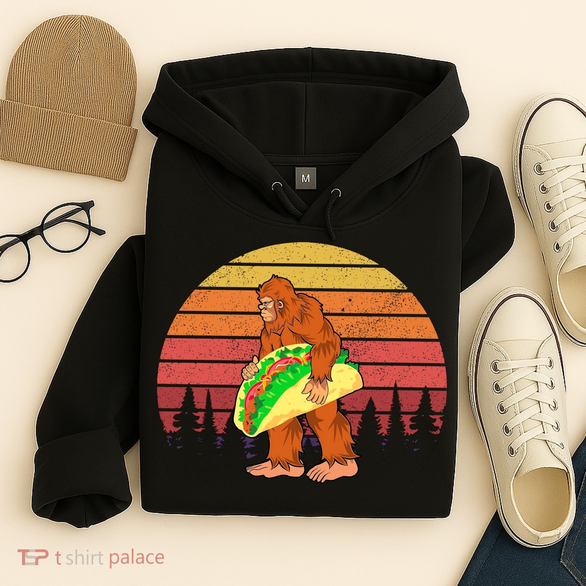 Funny Bigfoot Holding A Taco Hoodie
