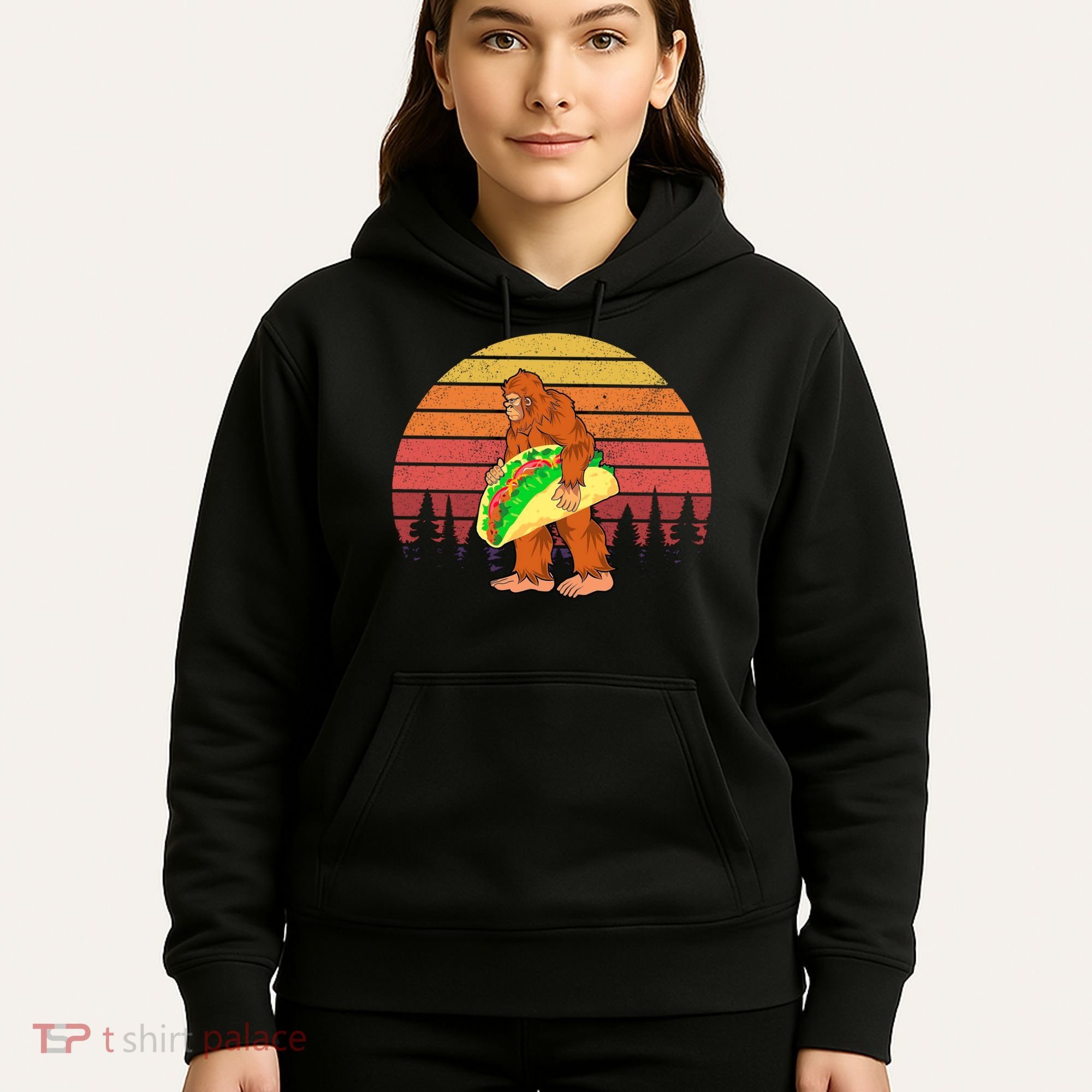Funny Bigfoot Holding A Taco Hoodie