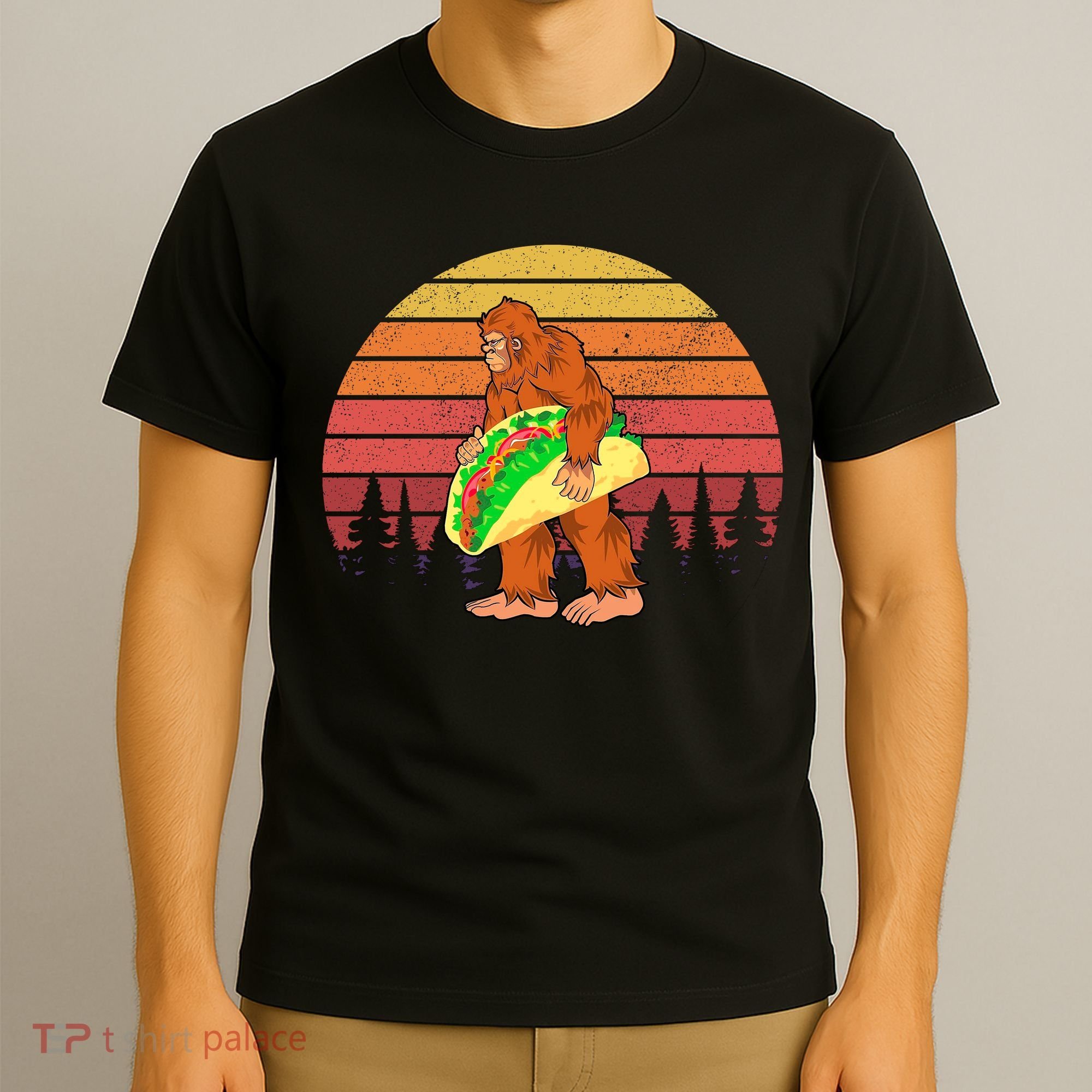 Funny Bigfoot Holding A Taco T-Shirt