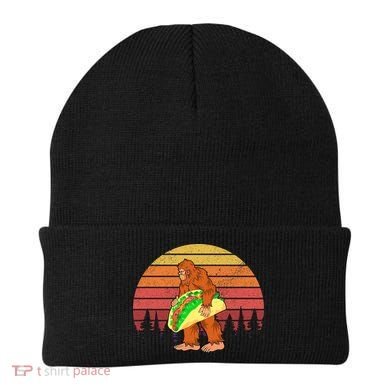 Funny Bigfoot Holding A Taco Beanie
