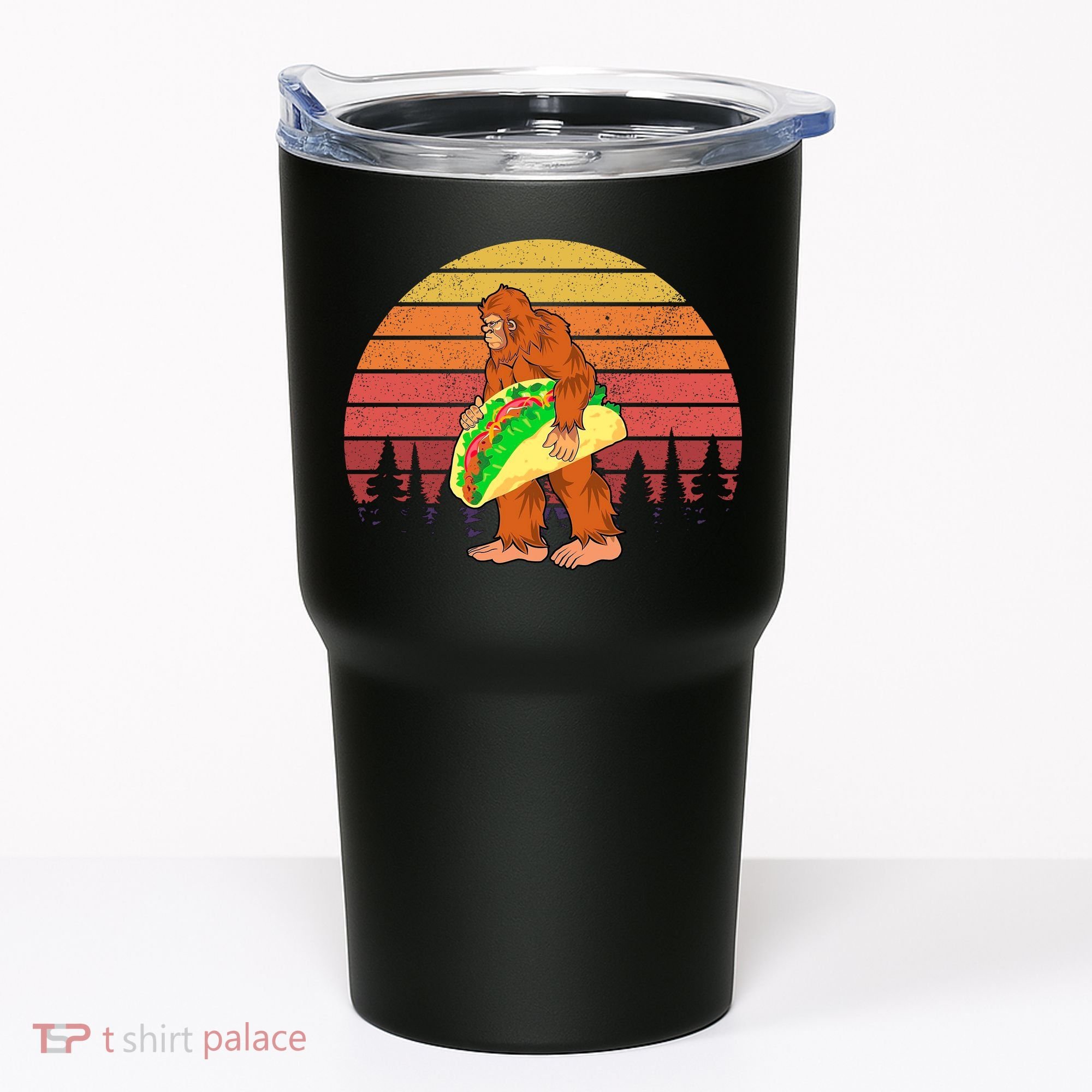 Funny Bigfoot Holding A Taco Tumbler