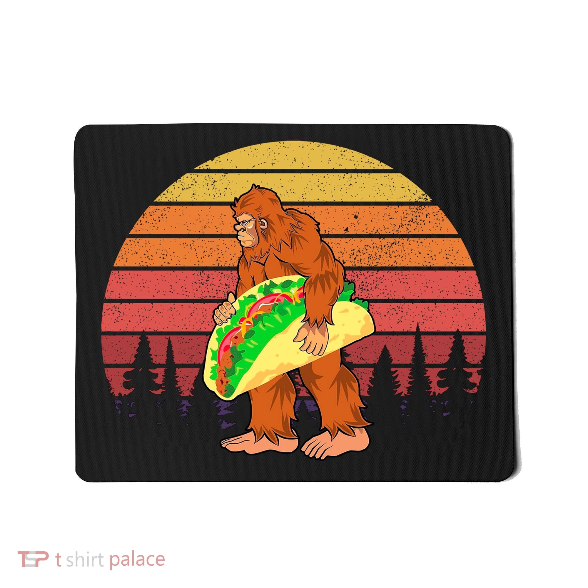 Funny Bigfoot Holding A Taco Mousepad