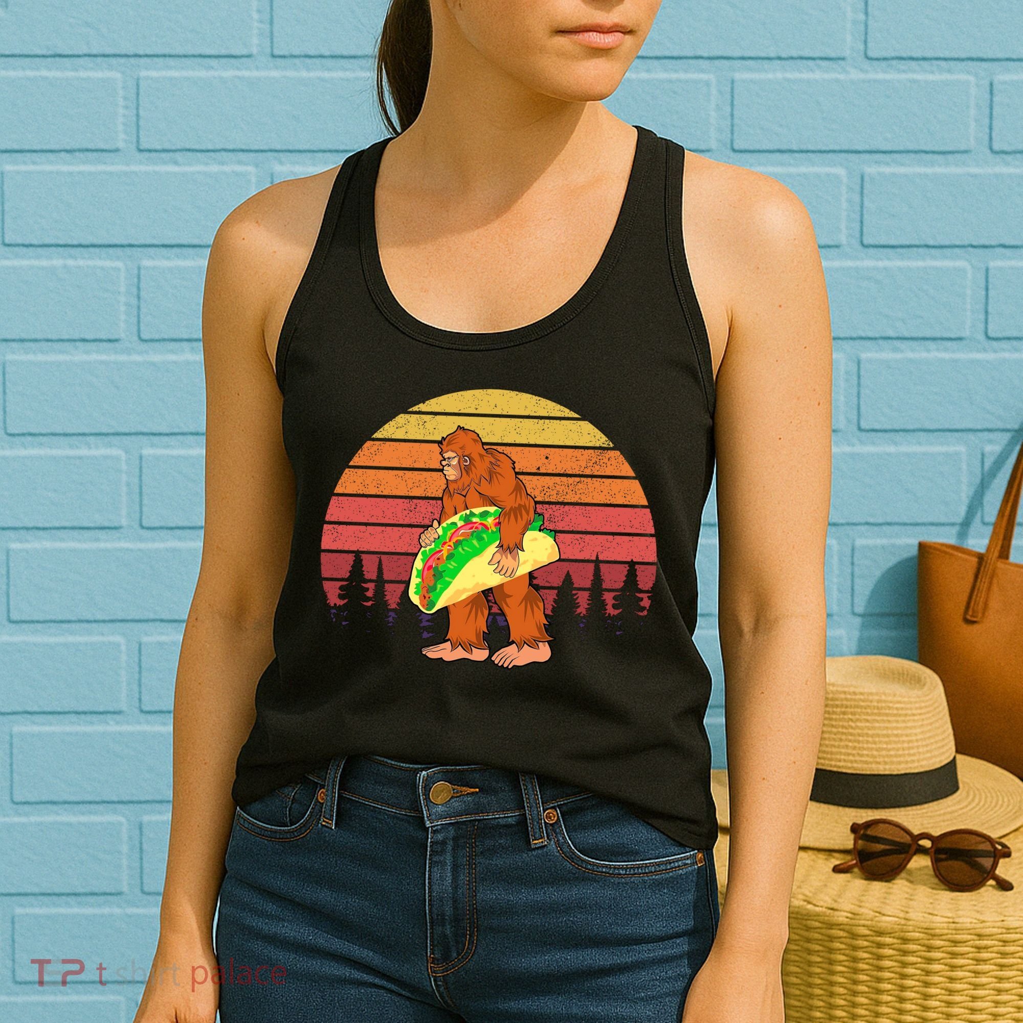 Funny Bigfoot Holding A Taco Women's Tank Top