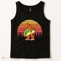 Funny Bigfoot Holding A Taco Tank Top thumb 2