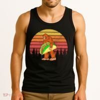 Funny Bigfoot Holding A Taco Tank Top thumb 3