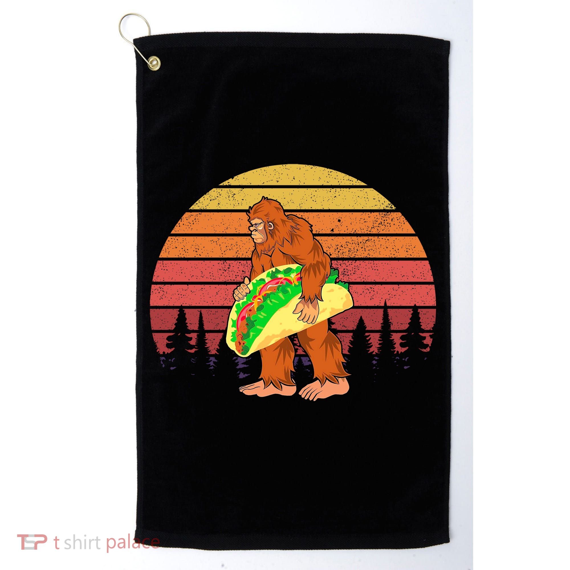 Funny Bigfoot Holding A Taco Golf Towel