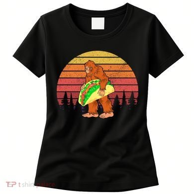 Funny Bigfoot Holding A Taco Women's T-Shirt