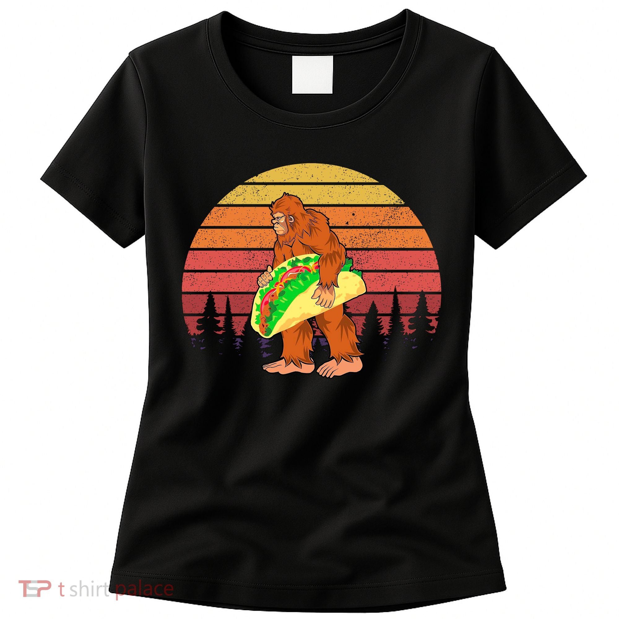 Funny Bigfoot Holding A Taco Women's T-Shirt