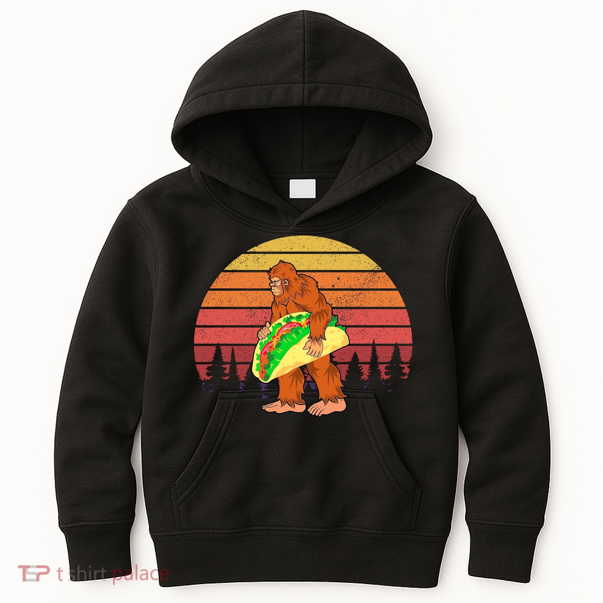 Funny Bigfoot Holding A Taco Kids Hoodie