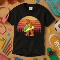 Funny Bigfoot Holding A Taco Kids T-Shirt thumb 3