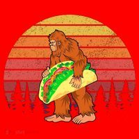 Funny Bigfoot Holding A Taco Santa Hat thumb 1