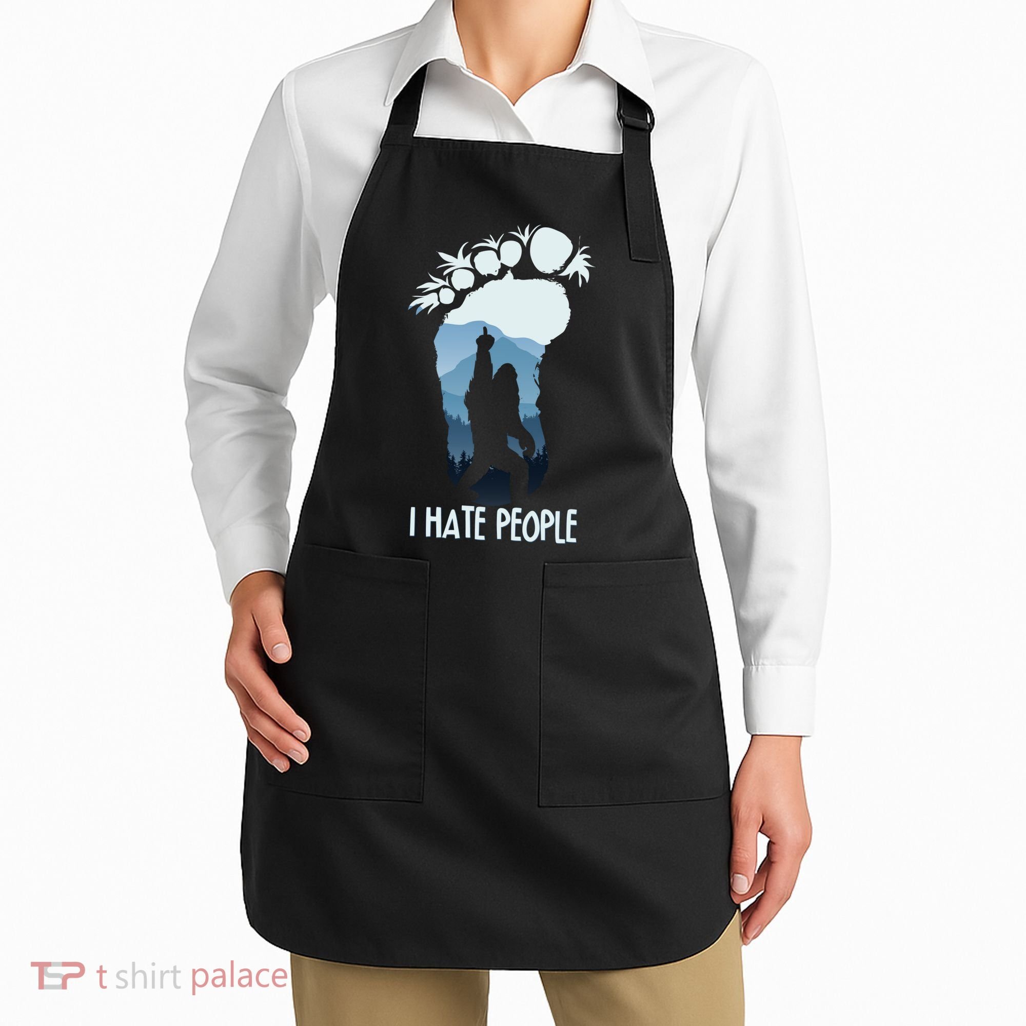 Funny Bigfoot I Hate People Apron