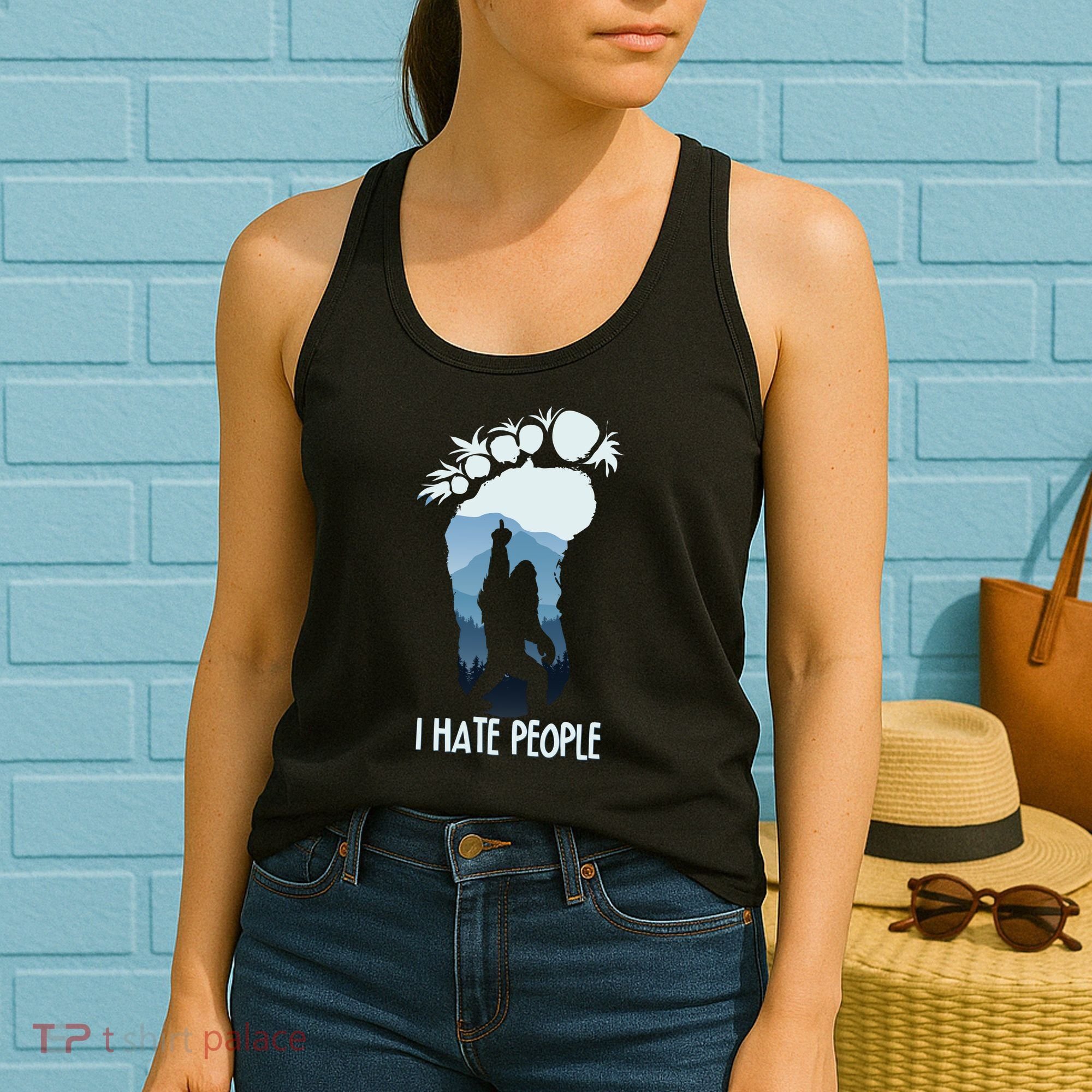 Funny Bigfoot I Hate People Women's Tank Top