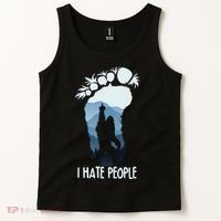 Funny Bigfoot I Hate People Tank Top thumb 2