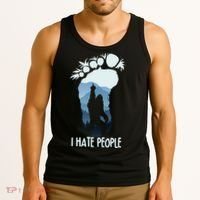 Funny Bigfoot I Hate People Tank Top thumb 3