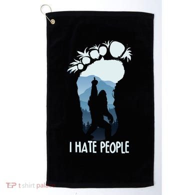 Funny Bigfoot I Hate People Golf Towel